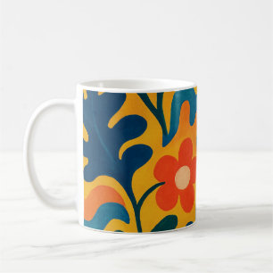 Caneca De Café Motif de Padrão de Colagem do Jardim Retroativo Di