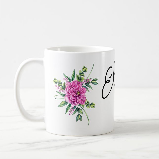 Caneca De Café Motif floral com nome (Esquerda)
