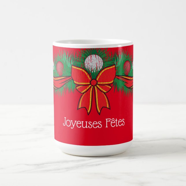 Caneca De Café Motifs festivos Joyeuses Fêtes - Red Coffee Mug (Centro)