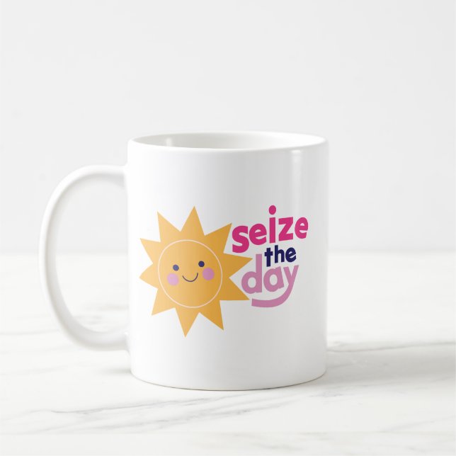 Caneca De Café Motivação Brilhante Sorrindo Frase Sol (Esquerda)