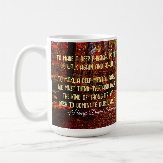 Caneca De Café Motivação Citação Laranja de Outono Florestal Hike (Esquerda)