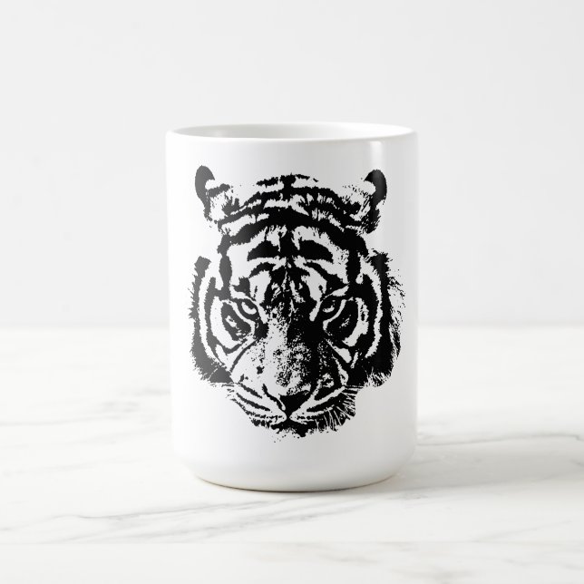 Caneca De Café Motivação de Pop de arte Tiger Black & White (Centro)