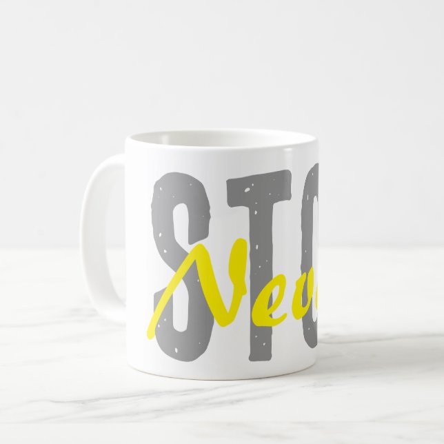 Caneca de café motivacional com design simples (Frente Esquerda)