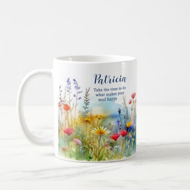 Caneca De Café Motivacional Faça sua alma feliz personalizada (Esquerda)