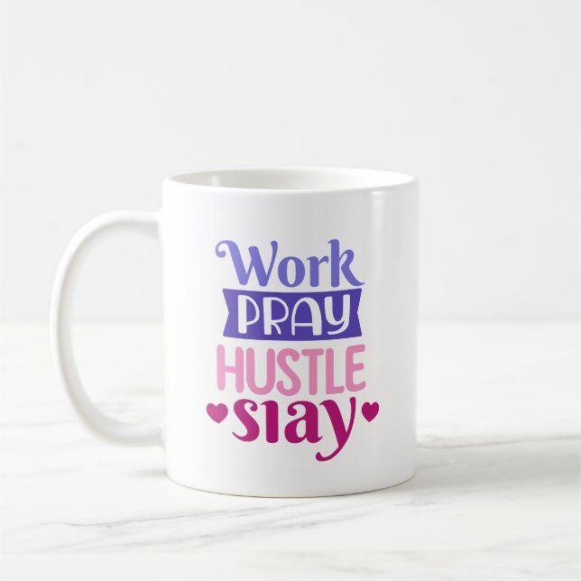 Caneca de Café Motivacional Trabalhe Reze Esforce- (Esquerda)