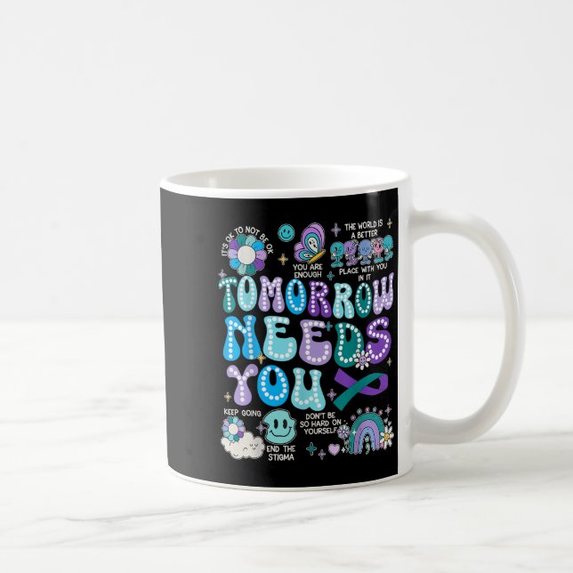 Caneca De Café Motivation Ribbon Suicide Prevention Awarenes Wome (Direita)
