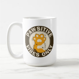 Caneca De Café Motivational Cat Pawsitive vibes only Cute Pun