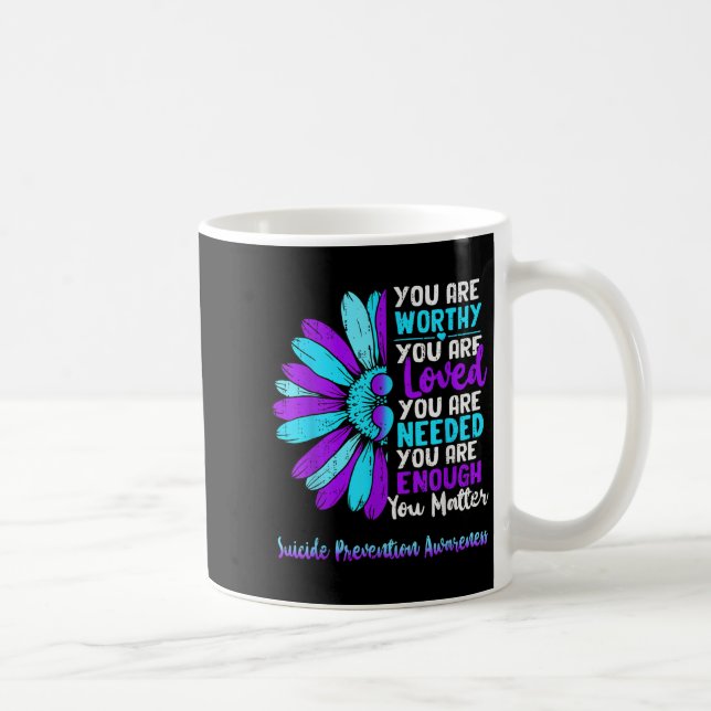 Caneca De Café Motivational Suicide Prevention Awareness Teal Pur (Direita)