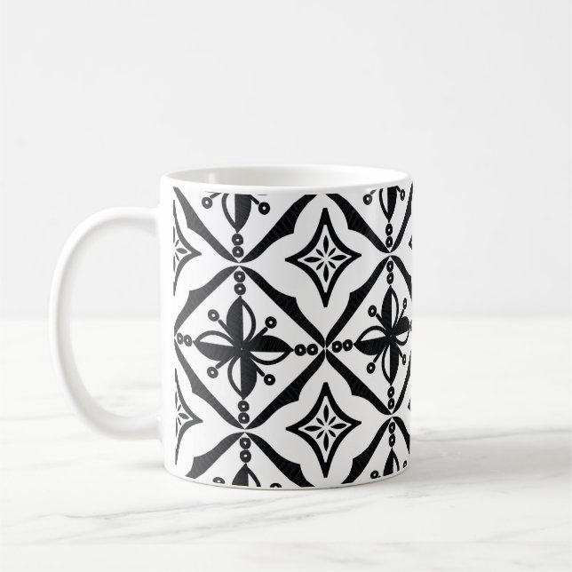 Caneca De Café Motivos batik indonésios com traços muito distinto (Esquerda)