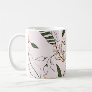 Caneca De Café Motivos botânicos, isolados, sem costura de flores