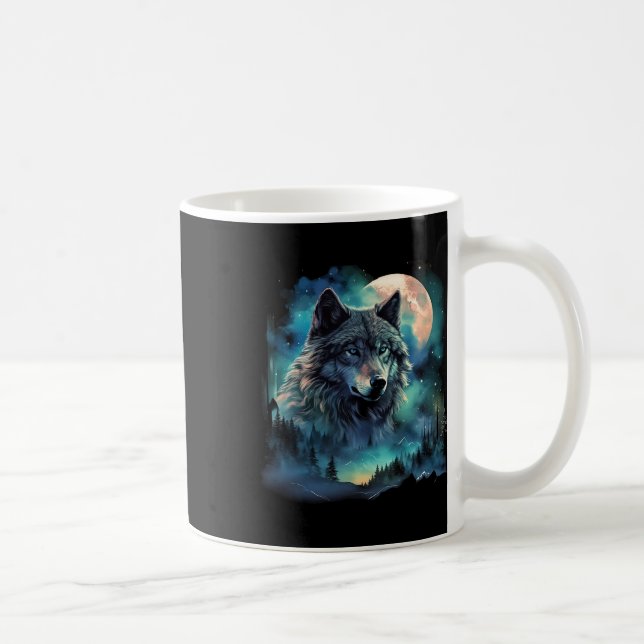 Caneca De Café Motivos de caça ao lobo das cinzas Galáxia da Lua  (Direita)