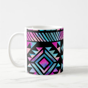 Caneca De Café Motivos tribais de aquarela, papel de parede étnic