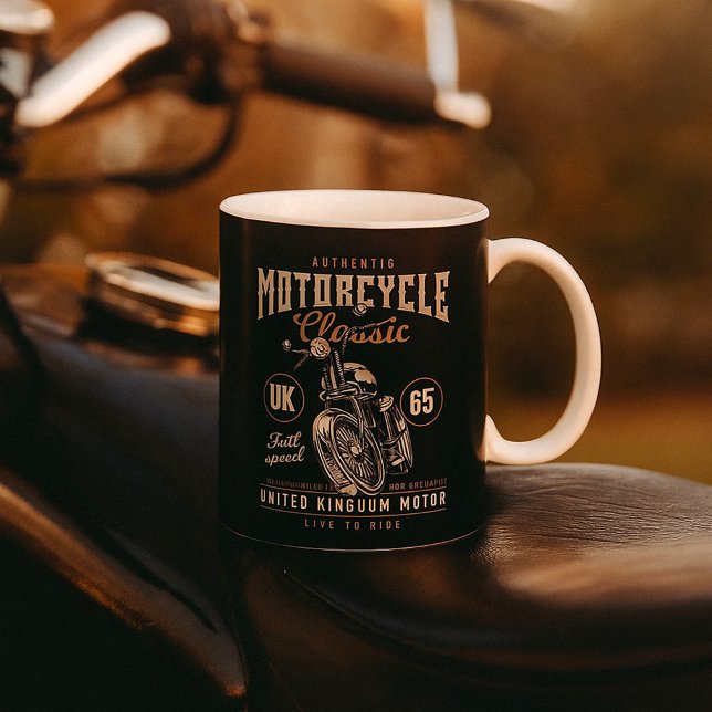 Caneca De Café Moto Clássica Autêntica (Criador carregado)