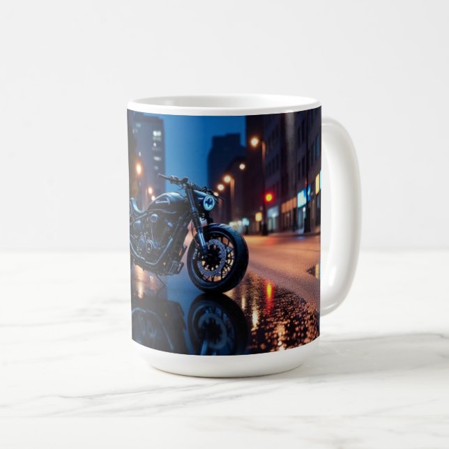 Caneca De Café Moto Noturna Urbana (Frente Esquerda)