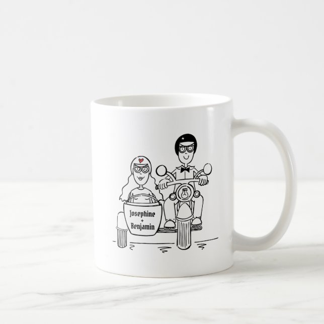 Caneca De Café Moto Personalizado e Casamento Sidecar - Mug. (Direita)