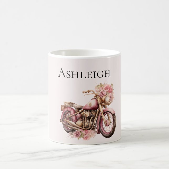 Caneca De Café Motocicleta Floral Rosa   (Centro)