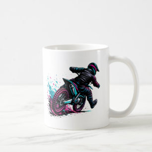 Caneca De Café Motociclista de Motocross no Estilo dos Desenhos c