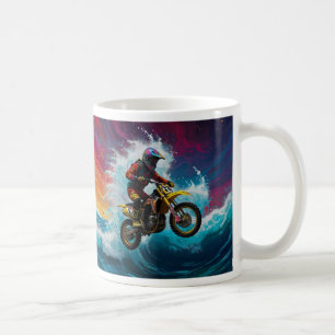 Caneca De Café Motocross Rider correndo as ondas