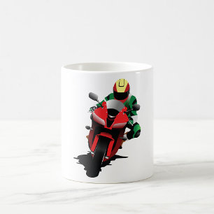 Caneca De Café Motorciclista Andando Red Sportbike