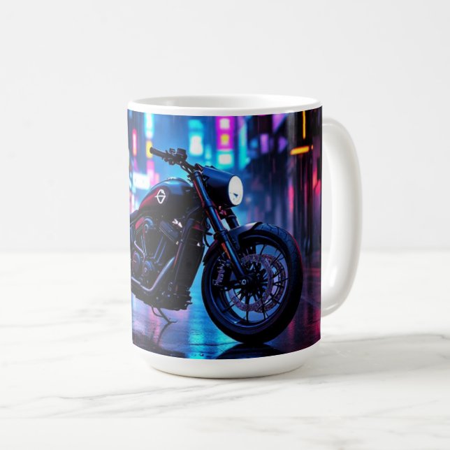 Caneca De Café Motorcycle Night City  (Frente Esquerda)