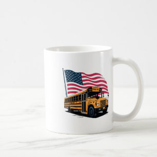 Caneca De Café Motorista de Ônibus Escolar Bandeira dos EUA