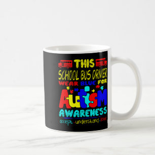 Caneca De Café Motorista de ônibus escolar usa azul para conscien
