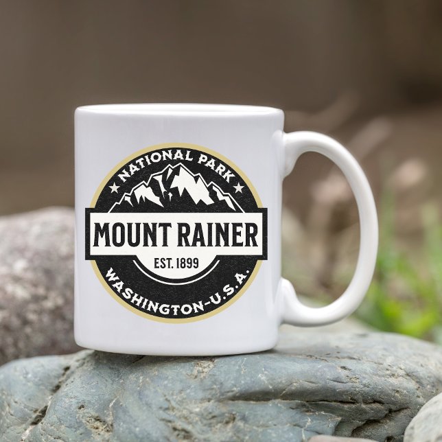 Caneca De Café Mount Rainier National Park Alpine Logo (Criador carregado)