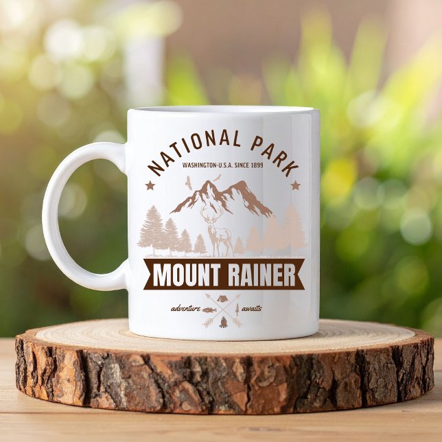 Caneca De Café Mount Rainier Wilderness Deer Graphic  (Criador carregado)