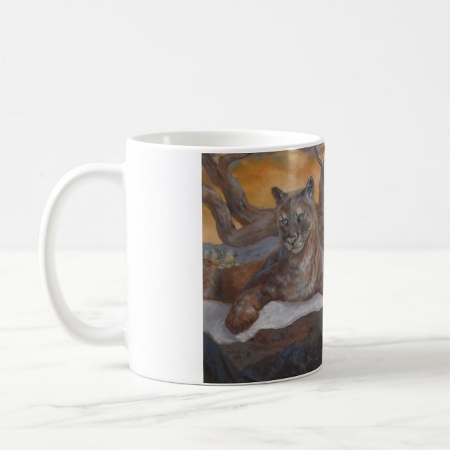 Caneca De Café Mountain Cougar Winter Scene Coffee Cup  (Esquerda)