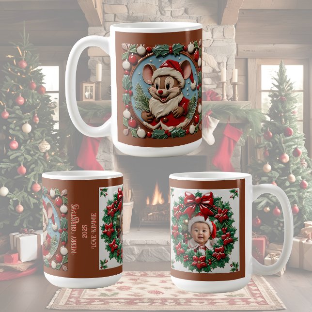 Caneca De Café Mouse de Natal animado personalizável (Criador carregado)