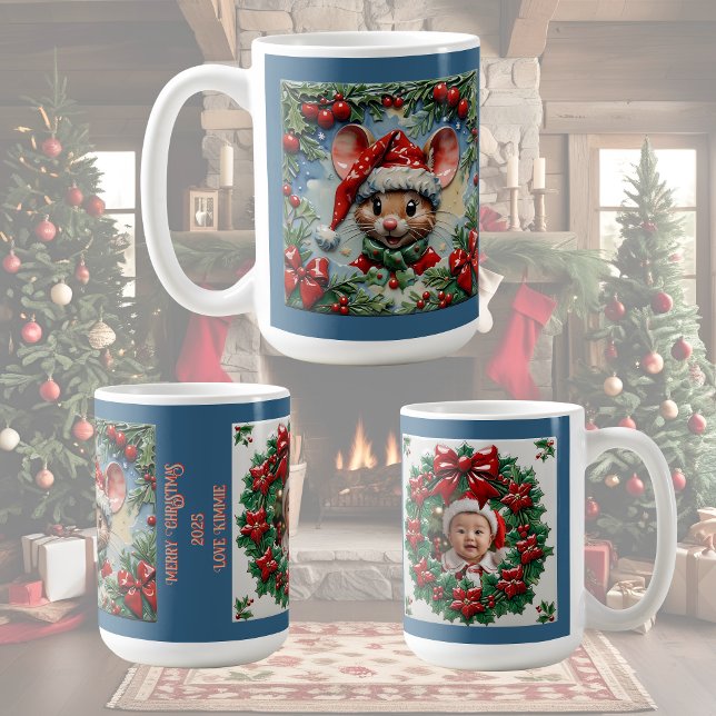 Caneca De Café Mouse de Natal de Pera Personalizável (Criador carregado)
