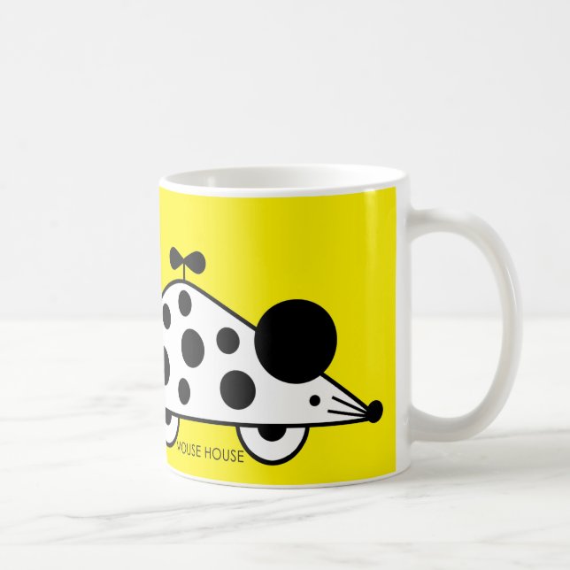 Caneca De Café Mouse House BW Yellow Mug (Direita)