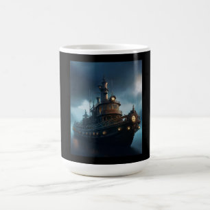 Caneca De Café Mousepad de Rebocador Steampunk em um Dia Nublado