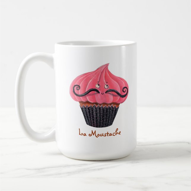 Caneca De Café Moustache do cupcake e do La (Esquerda)
