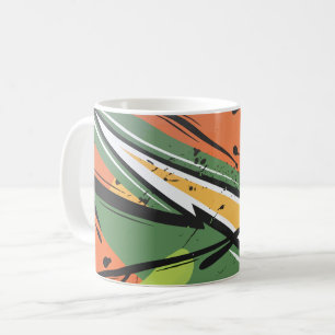 Caneca De Café Movimento amarelo, preto e Abstrato verde vibrante