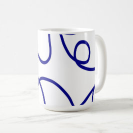 Caneca De Café Movimento: Arte em Linha em Azul e Branco
