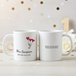 Caneca De Café Mr And Mrs Mugs 1st Wedding Anniversary Keepsake