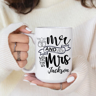 Caneca De Café Mr. and Mrs. Newly Wed Mug