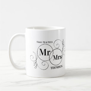Caneca De Café mr e mrs monograma