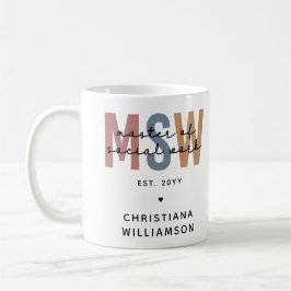 Caneca De Café MSW Mestre Personalizado de Graduação Retroativa d