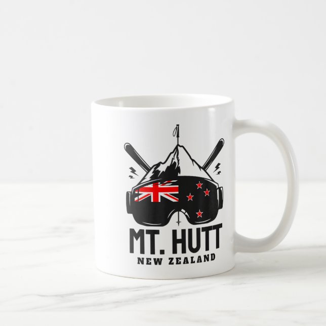 Caneca De Café Mt Hutt New Zealand Ski Resort Retro Skiing  (Direita)