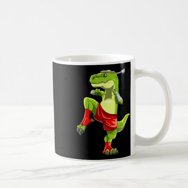 Caneca De Café Muay Thai T-rex engraçado - Boxe Tailandês  (Direita)