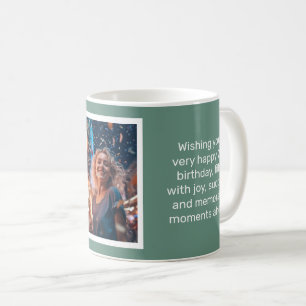 Caneca De Café Muda de Elegance Ocean Teal Happy Birthday Card Mu