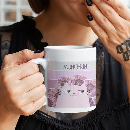 Caneca De Café Muda Floral De Gato De Gato Retro