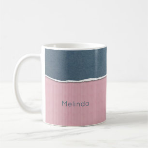 Caneca De Café Mudanças de nome personalizado de Textura Azul e R