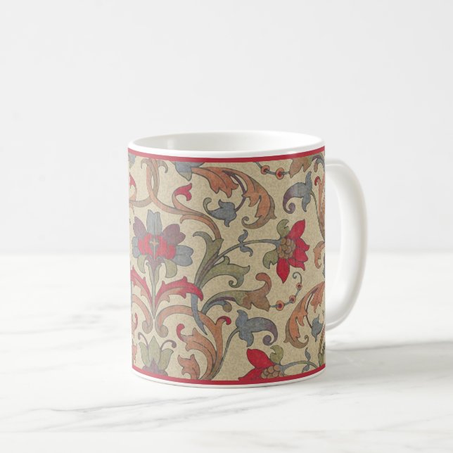 Caneca De Café Mudanças Florais Multicores Damask Coffee (Frente Esquerda)