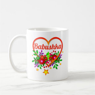Caneca De Café Mudar Nome da Avó - Coração Babushka e Flores