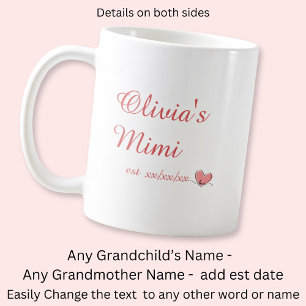 Caneca De Café Mudar Nome do Avô, Nome Mimi Est Heart