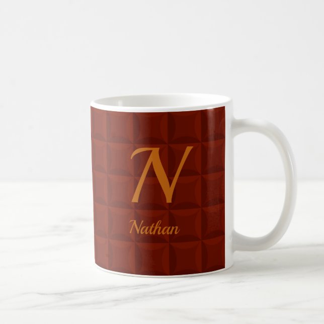 Caneca De Café Mudar o Nome Inicial Adicionar  Marrom Almofadado  (Direita)