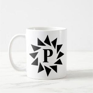 Caneca De Café Mudar triângulos geométricos iniciais L M N O P